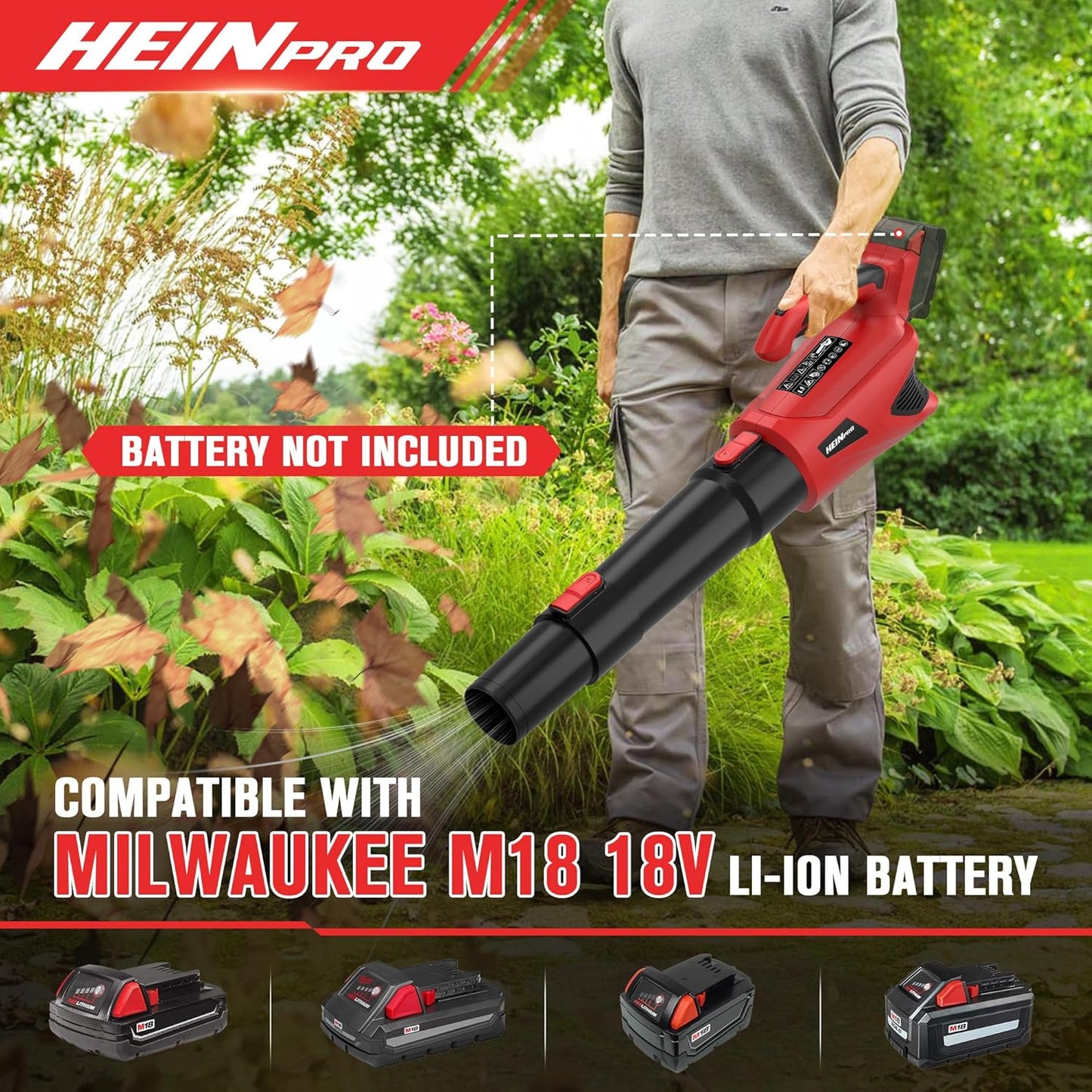 Cordless Leaf Blower Up to 500CFM Compatible with Milwaukee M18 Battery (Tool Only), Electric Leaf Blower Cordless with 5 Speed Modes, Battery Powered Leaf Blowers for Lawn Care, Yard