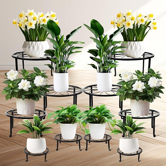 ESRICH 10Pack Plant Stand, Metal Plant Stands for Outdoor Indoor Plants, Heavy Duty Plant Stands for Multiple Plant, Anti-Rust Iron Plant Pot Shelffor Planter, Potted Plant Holder for Garden Home