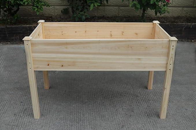 BTExpert 4ft Wooden Raised Garden Bed with Legs, 48x24x30in Elevated Planter Box Stand for Vegetable Flower Backyard, Patio, Balcony Large Wood Raised Beds Liner Outdoor - 30 in Height