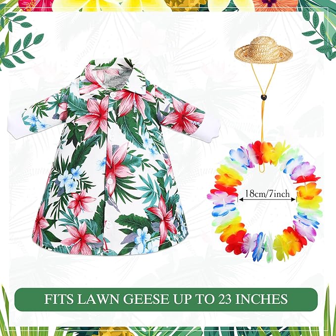 Goose Outfit Lawn Goose Porch Clothing Outfits for Yard Summer Luau 23'' Lawn Outdoor Decoration(Hawaiian Style)