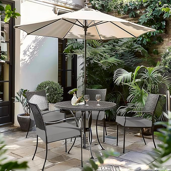 Favoyard Patio Chair Cushions 18.5 x 16 x 3 Inch Waterproof Outdoor Seat Cushions for Patio Furniture 3-Year Color Fastness Garden Sofa Couch Chair Pads with Handle & Adjustable Straps Set of 2, Grey