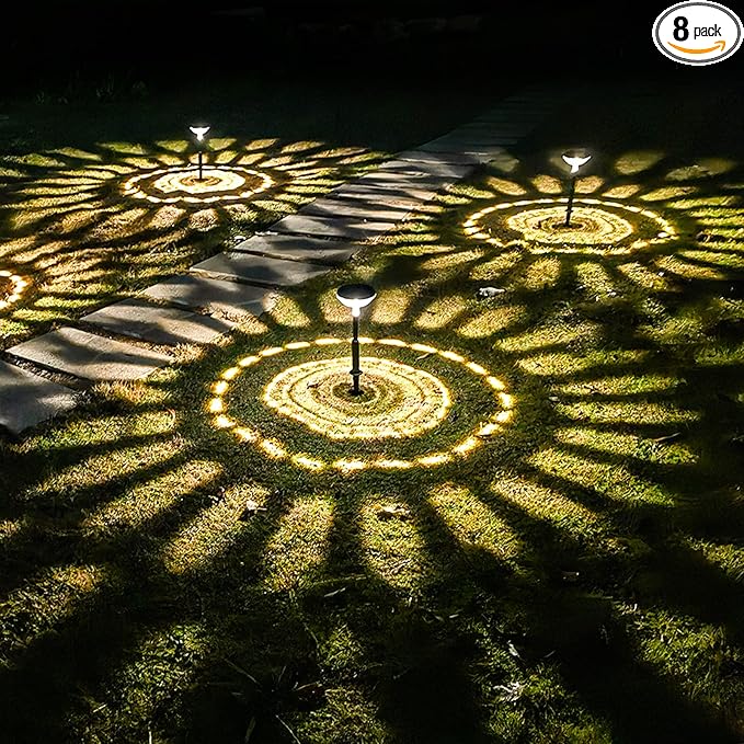 Bright Solar Pathway Lights 8 Pack, Warm White + Cool White LED Outdoor IP67 Waterproof Solar Powered Garden Lights for Walkway Yard Backyard Lawn Landscape Lighting Decor