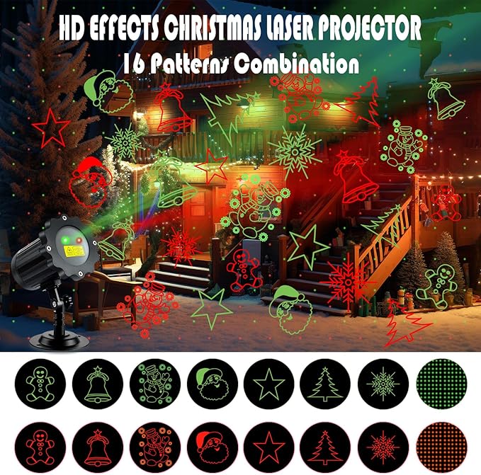 Brighter Christmas Projector Lights Outdoor, Waterproof Laser Christmas Projector with Remote, Christmas Spotlight Decorations for Party Yard Garden Outdoor Indoor
