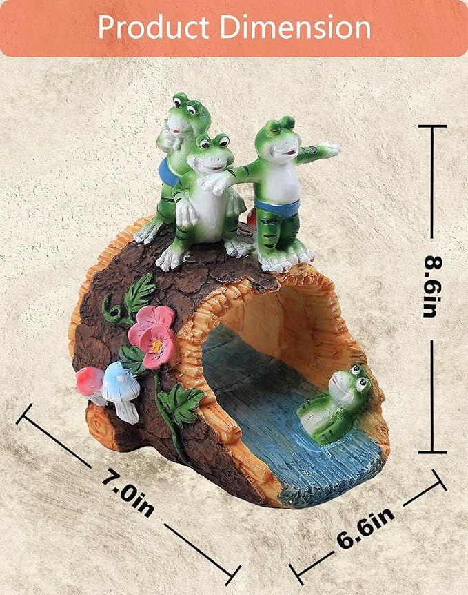 Gardener Frog Gutter Downspout Extension & Statue, Green Granite Frog Guardian, 3 x 4" Downspout Splash Block Extender