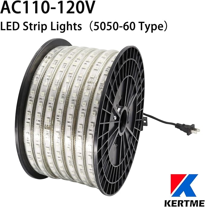 5050-60 Type AC 110-120V LED Strip Lights, Flexible/Waterproof/Dimmable/Multi-Modes LED Rope Light + 23 Keys Remote for Home/Garden/Building Decoration (65.6ft/20m, Warm White 3500K)