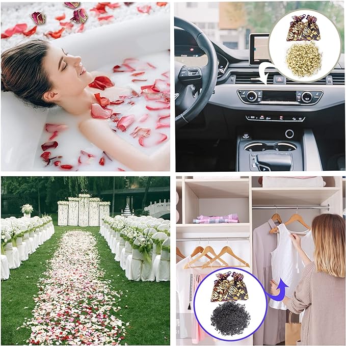 30 Bags Dried Flowers,100% Natural Dried Flowers Herbs Kit for Soap Making, DIY Candle Making,Bath - Include Rose Petals,Lavender,Don't Forget Me,Lilium,Jasmine,Rosebudsand More