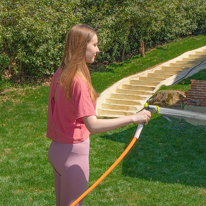 Fevone 100 ft Garden Hose, Heavy Duty Water Hose, Hybrid Polymer, Kink Resistance, Flexible, Durable, Leak Free, Aluminum Fittings, 3/4" GHT, 5/8" ID, 600 Psi, Drinking Water Safe