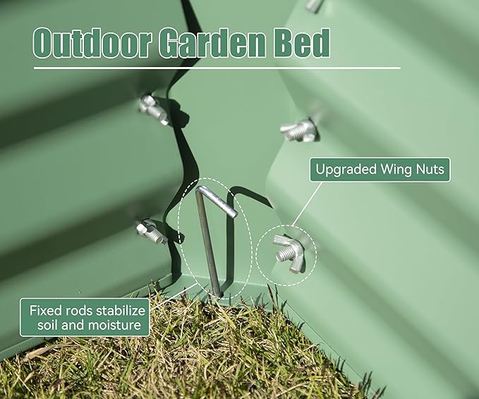 Domi Galvanized Raised Garden Bed, Outdoor Planter Garden Boxes Large Metal Planter Box for Gardening Vegetables Fruits Flowers, Green (6x3x2ft)