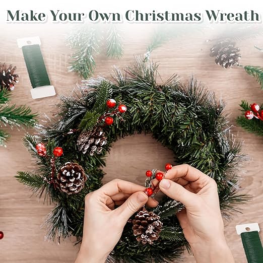 10 Packs Green Floral Wire, 255 Yards Wreath Making Supplies Flower Wire for Crafts, Floral Stem Plant Craft 22 Gauge Wires Bendable, Flexible Christmas Flower Bouquet Accessories Florist Wires