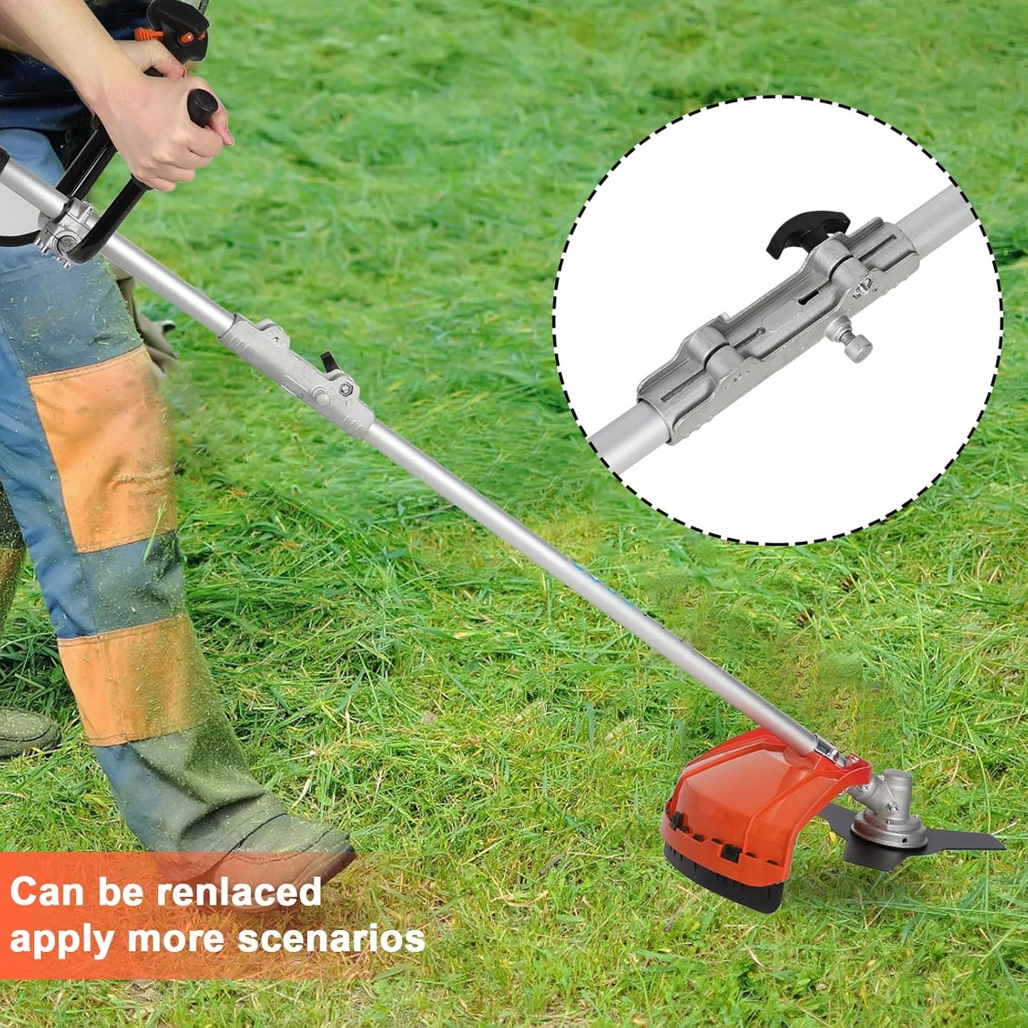 52cc 2-Stroke Gas Weed Wacker with 1.2L Fuel Tank, 2.2KW/8500RPM Weed Eater with Multi Accessories and Sharp Blade, Grass Trimmer for Villa, Garden, Community, Lawn, Park (Red 2)