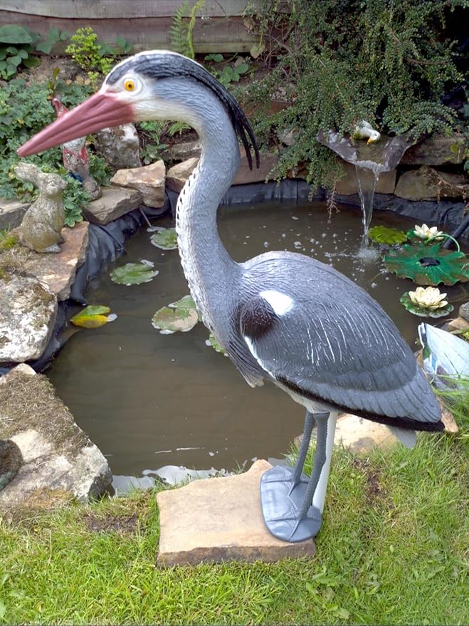 Blue Heron Decoy with Legs & Stake 30'' (76cm) Tall, Adult Blue Heron Statue for Backyard Koi Fish Ponds, Yards & Water Gardens