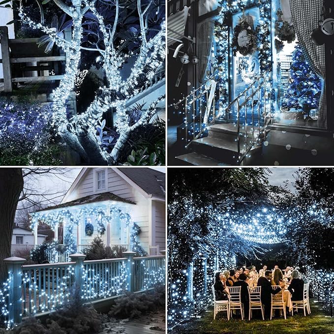 btfarm 2 Pack Solar String Lights Outdoor, Extra Long 240LED 78Ft Solar Christmas Lights Outside Waterproof, 8 Modes Solar Powered Tree Twinkle Light for Garden Yard Patio Party Decoration,Cool White