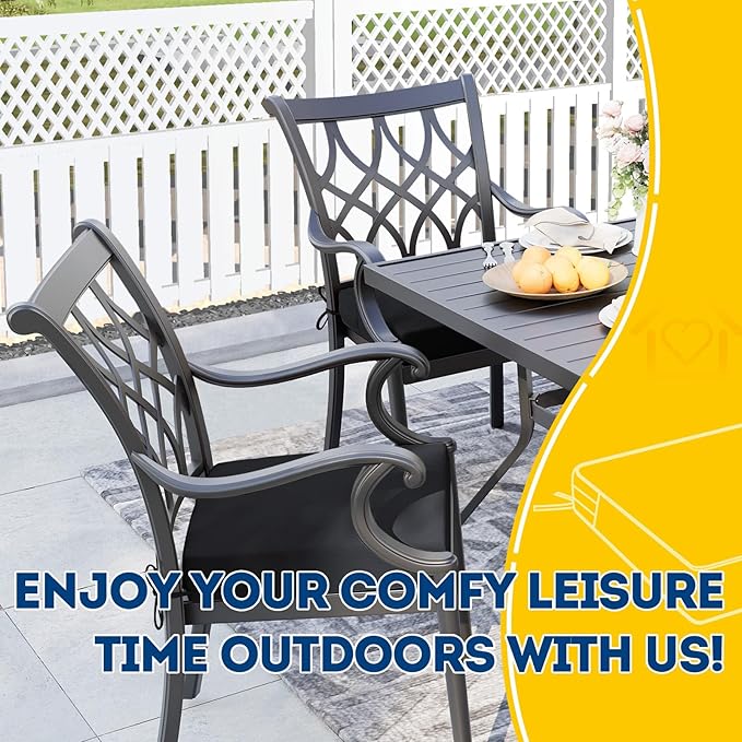 AAAAAcessories Outdoor Seat Cushions for Chairs, Waterproof, Fade-Resistant Patio Furniture Replacement Cushions, 21" x 21" x 4", Set of 2, Black