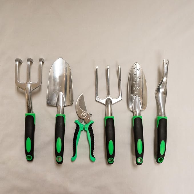 Garden Tool Set, Heavy Duty Aluminum Gardening Tools, Ergonomic Non-Slip Hand Tools for Women Men, Included Succulent Tools Set, Storage Tote Bag, Gifts for Garden Lovers