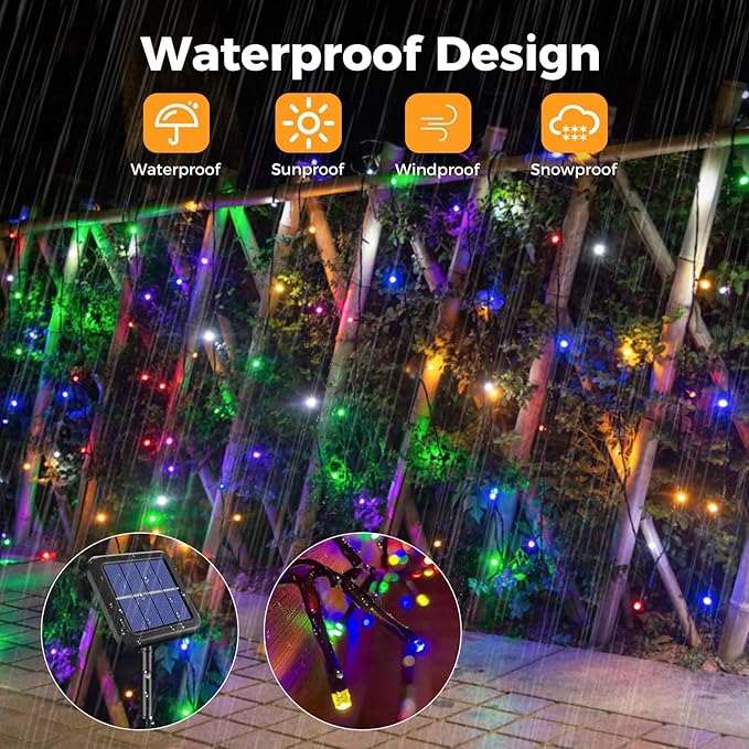 btfarm 2 Pack Solar String Lights Outdoor, Extra Long 240LED 78Ft Solar Christmas Lights Outside Waterproof, 8 Modes Solar Powered Tree Twinkle Light for Garden Yard Patio Party Decoration, Colorful