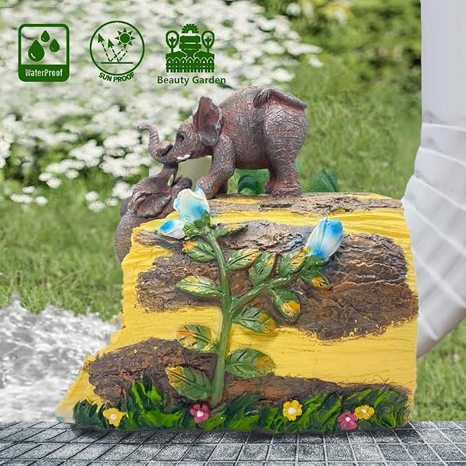 Elephant Gutter Downspout Extension Statues Garden Decoration,Rain Downspout Diverter Garden Statue,Decorative Gutter Extension，3"×4" Downspout Splash Block，Animal Resin Statue Outdoor Décor