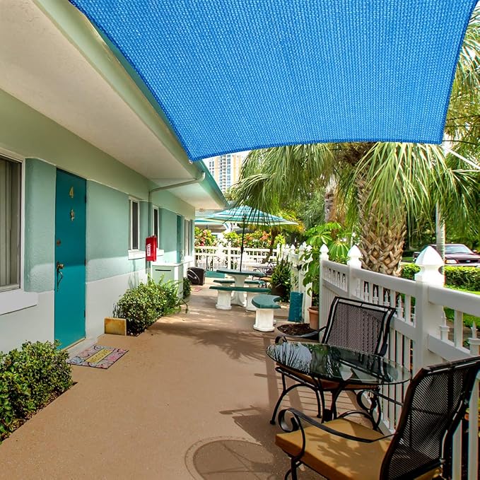 Eden's Decor Straight Flat-Edged Sun Shade Sail Rectangular 8' x 14' Blue UV-Blocking Outdoor Canopy Fabric Cloth Awning for Pergola Patio Garden Backyard Custom Size