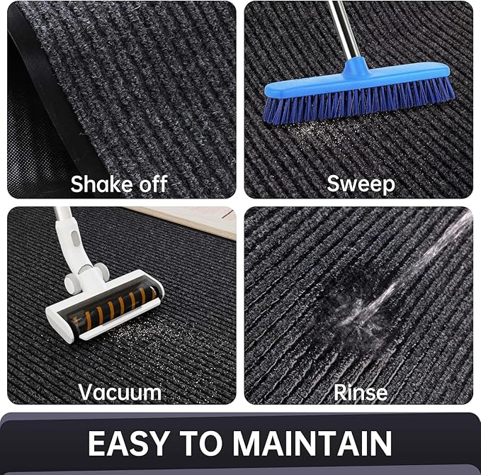 Front Door Mat, 72" x 48" Heavy Duty Indoor Outdoor Entrance Mat for Commercial Entryway, Welcome Durable Non-Slip Rubber Backing, Low-Profile for Entry, Gray