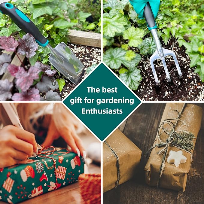 Garden Tool Set, 3-Piece Gardening Planting Tools Kit for Gardener, Heavy Duty Aluminum Garden Kit Gardening Gifts Tools for Men Women, Outdoor Hand Tools, Garden Essentials, Gift for Garden Lover