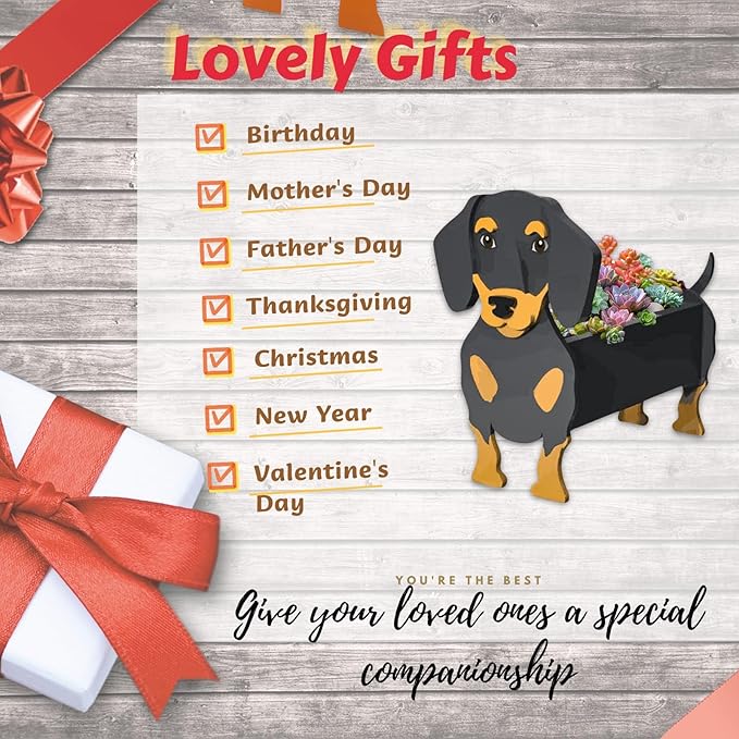Black and Tan Dachshund Dog Planter Plant Pots,Cute Garden Dog Flower Planter,Dog Planters Birthday Gifts for Women,Office,Indoor/Outdoor Decor(9.45 * 7.5 * 13.39in)