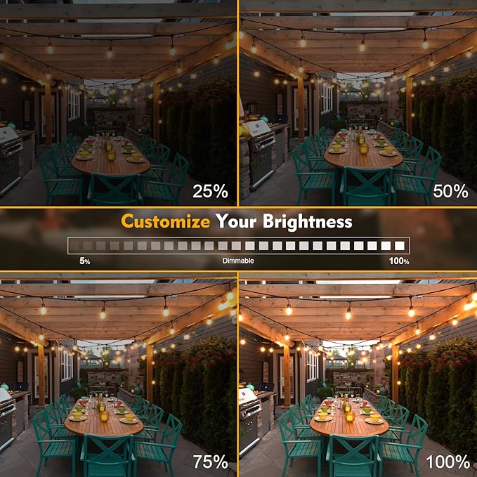 24 Pack LED S14 Replacement Light Bulbs, Waterproof 1W Vintage Edison Bulbs for Outdoor Patio Backyard String Lights, Dimmable, E26 Regular Medium Screw Base, 2200K Warm White