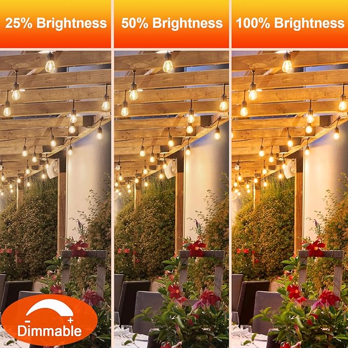 48 Pack Shatterproof LED Replacement Bulbs for Outdoor String Lights, S14 Edison Bulbs for Patio String Lights Outdoor Waterproof, Warm White 2200K, Dimmable, E26 Standard Base