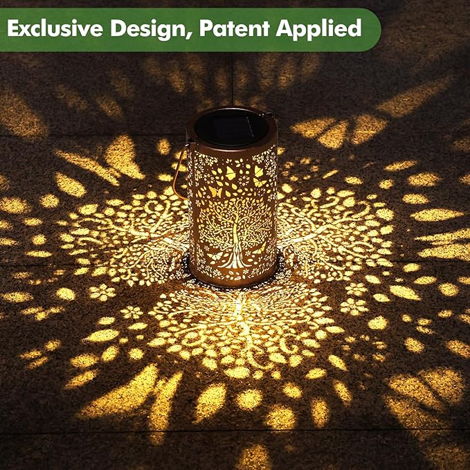 Fabuday Tree of Life Outdoor Solar Lantern Waterproof - Hanging Solar Power Lights Led for Outside, Garden Decor for Patio, Porch, Balcony, Yard and Deck, Gardening Decorations Gifts for Women Mom