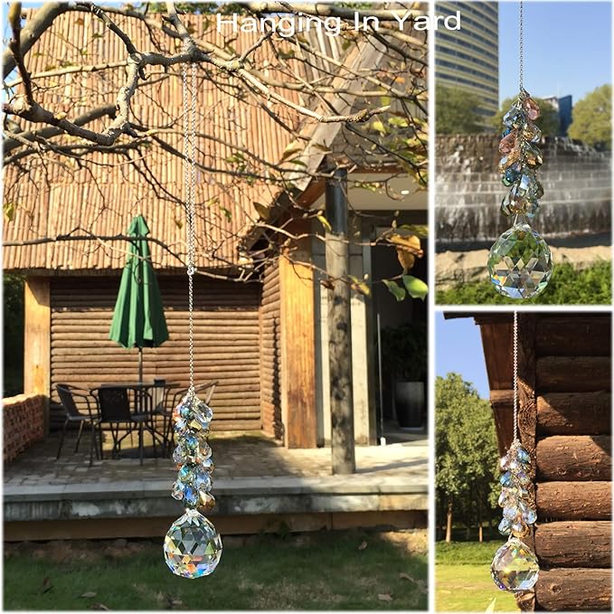 40mm Crystals Ball Prisms Suncatcher Hanging Ornament Chakra Crystals Rainbow Maker with Colors Crystal Pendants for Home,Office,Garden Decoration