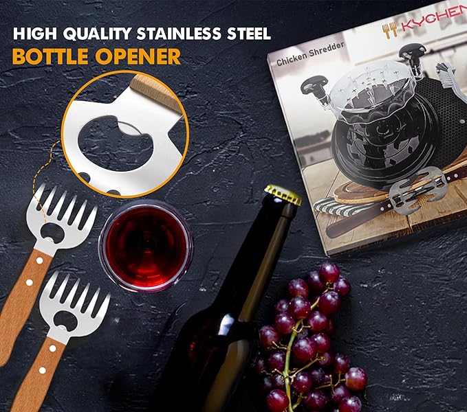 Chicken Shredder Tool Twist Plus Meat Claws and Cleaning Brush - Kitchen Essentials - Meal Prep Tools - Pulled Pork Shredder - Meat Shredder Tool Twist - Kitchen and Barbecue Gifts