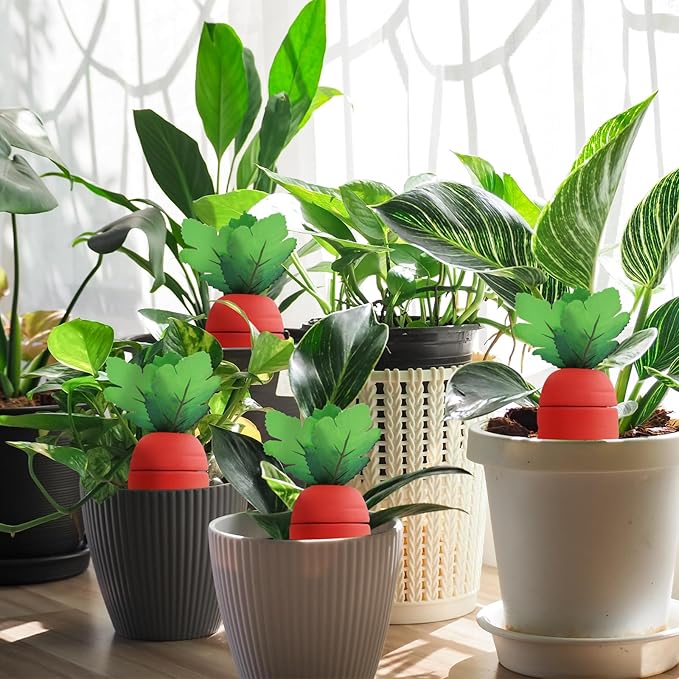 4PCS Terracotta Watering Spikes - Automatic Self-Watering Stakes, Vacation Plant Waterer for Wine Bottle, Perfect for Indoor & Outdoor Plants