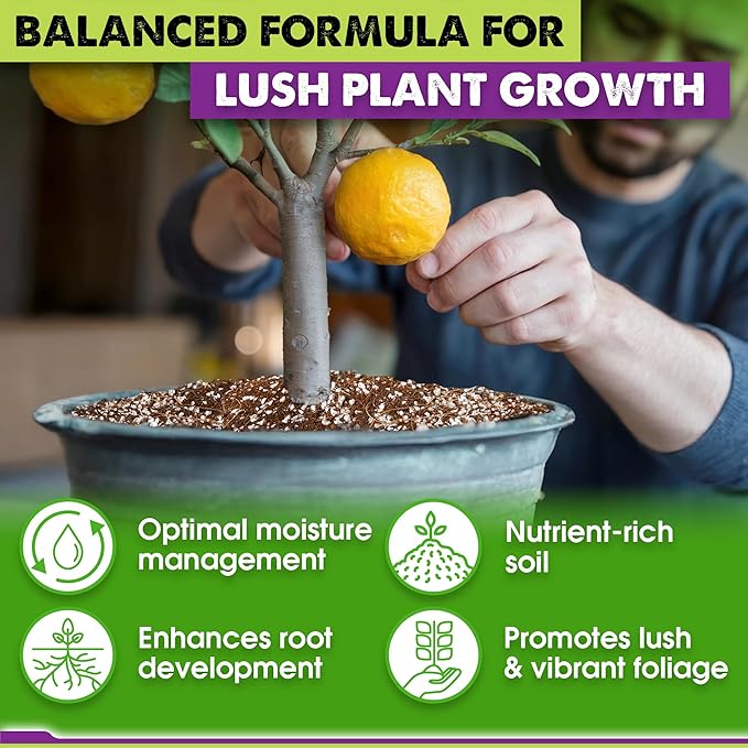 DUSPRO Recycle Citrus Tree Potting Soil Mix for Potted Lemon Tree, Specialized for Oranges, Fruit Tree Indoor Planting Pre-Mixed 4-in-1 Ready to Use (6 Quarts)