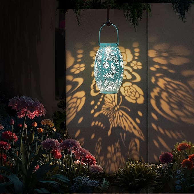 Butterfly Pattern Solar Garden Lights, Waterproof Flower Decorations 2 Sets, Blue, But-US600-1