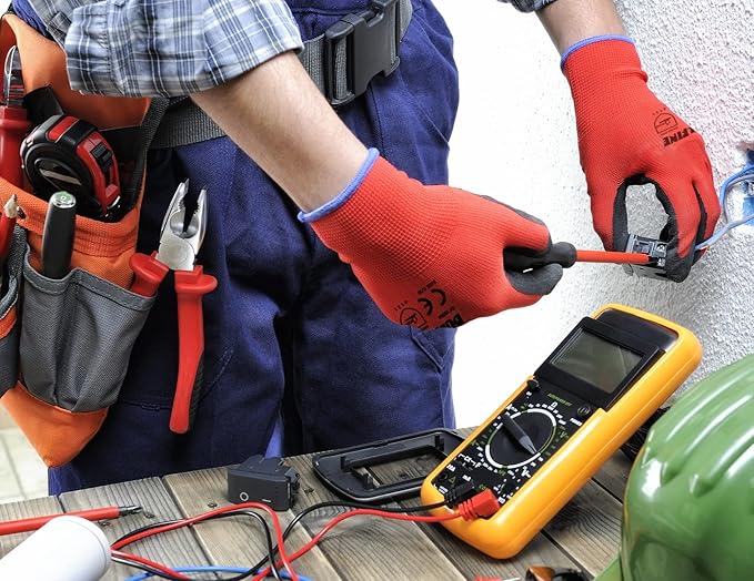 DULFINE Safety Work Gloves PU Coated-60 Pairs,Red Seamless Knit Glove with Polyurethane Coated Smooth Grip on Palm & Fingers, for Men and Women, Ideal for General Duty Work (XX-Large)