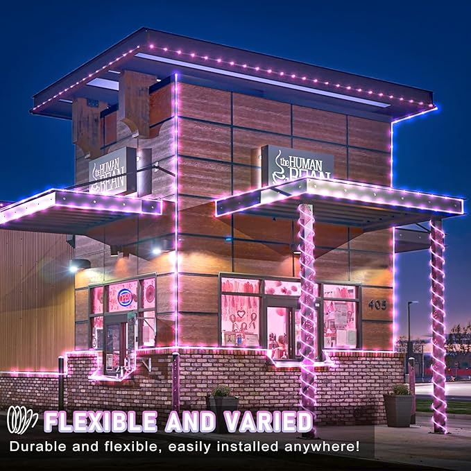 Easter Rope Lights Outdoor, 100FT 300 LED Christmas String Lights with Waterproof 8 Modes, Connectable Clear Tube Twinkle Light for Indoor Bedroom Patio Fence Party Wedding Decorations, Pink