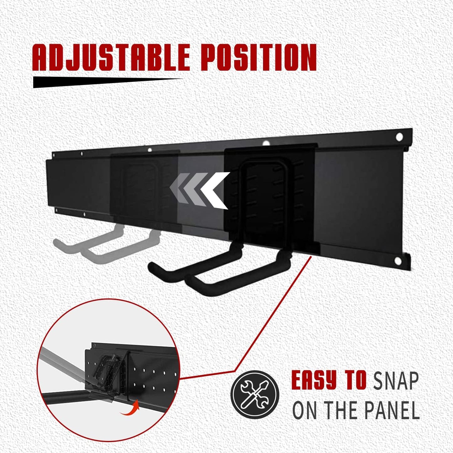 Charmount 48" Garage Storage Wall Organizer with 600lbs, 6 Hooks Broom Holder Wall Mount, Garden Tool Organizer, Easy Installation Tool Storage to Accommodate Brooms, Hoses, Yard Tools and More