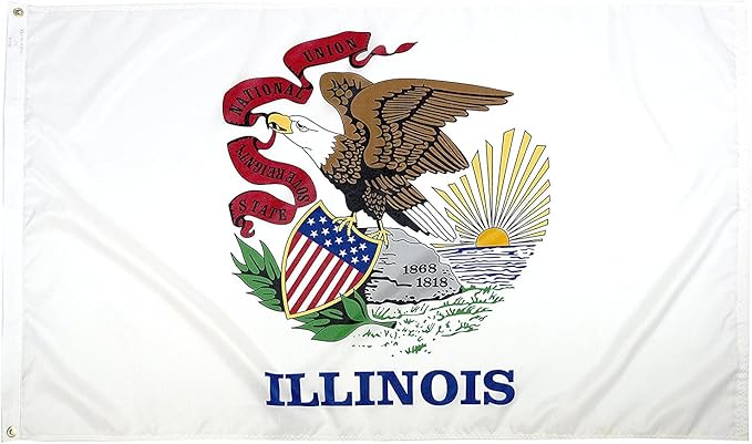 FlagSource Illinois Nylon State Flag, Made in the USA, 3x5'