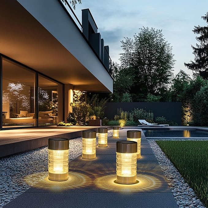 Dazzle Bright Solar Pathway Lights Outdoor, 12 Pack LED Solar Powered Waterproof Garden Lights, Landscape Lighting for Walkway Driveway Lawn Patio Yard Decoration, Warm White