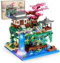 Peach Blossom Pond Micro Mini Building Blocks Set for Adults and Kids, Chinese Architecture Cherry Bonsai Gift Toys with String Lights, Japanese Flowers Tree House Micro Bricks (3320PCS)