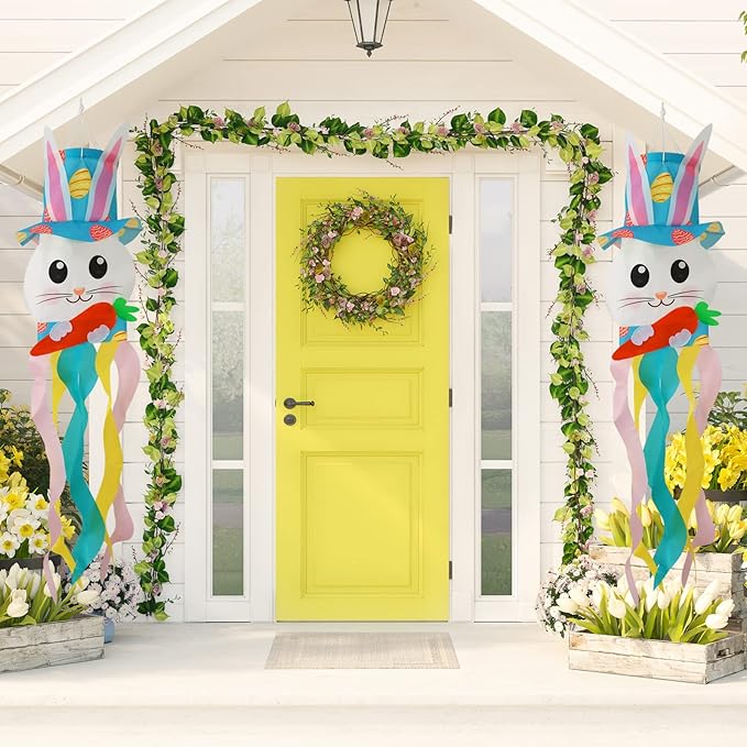 44 Inch Easter Windsock Bunny Wind Socks Outdoor Clearance Spring Windsocks for Yard and Garden Easter Decorations Outdoor
