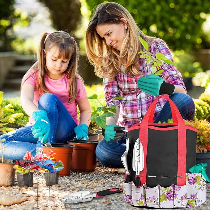 Garden Tools Set 83 Piece, Succulent Tools Set Included, Heavy Duty Aluminum Gardening Tools for Gardening, Non-Slip Ergonomic Handle, Durable Storage Tote Bag, Gifts for Men Women