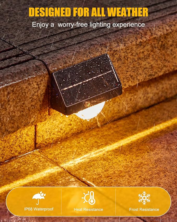 Brightown Solar Step Lights Outdoor Waterproof, 6 Pack Solar Stair Lights for Outside, Multiple Color Modes Step Light Outdoor for Garden Stair, Front Step, Front Porch, Deck, Sidewalk and Patio