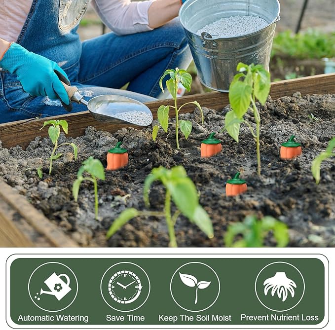 4 Pcs 24oz Terracotta Watering Spikes Self Watering Planter Insert Terracotta Stakes Olla Pot for Outdoor Indoor Garden Plants, Easy to Refill(Pumpkin)