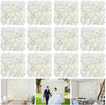 Flower Wall Backdrop 12PCS 16.5x16.5 Inch Floral Wall Panel White Artificial Silk Rose Wall Decor Ideal for Wedding Celebrations, Festive Party Backdrops and Home Decor