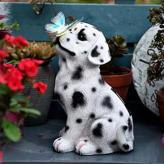 Dog Garden Figurines Outdoor Decor Solar Statue with LED Lights for Patio Lawn Yard Art Decoration Housewarming Garden Gift