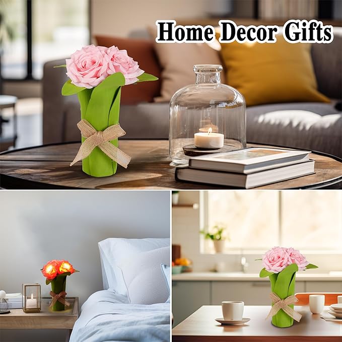 Pink Rose Night Light Gifts for Womens, Christmas Day Gifts for Mom Women Wife Friends Her Christmas Anniversary Birthday Gift, Perfect Ideal for Bedroom Ambiance Coffee Shop