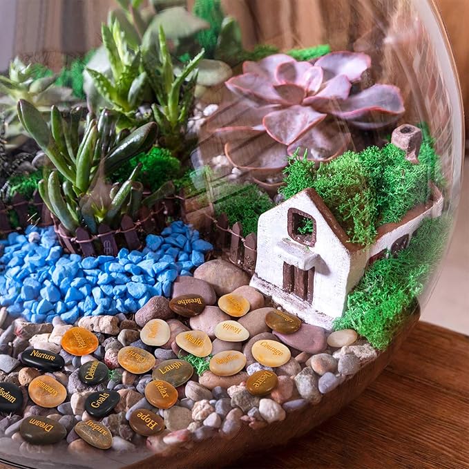 Fabbay Engraved Inspirational Stones Encouragement Motivational Rocks with Words Garden Positive Gift for Christmas Thanksgiving(Vintage Color,80 Pcs)