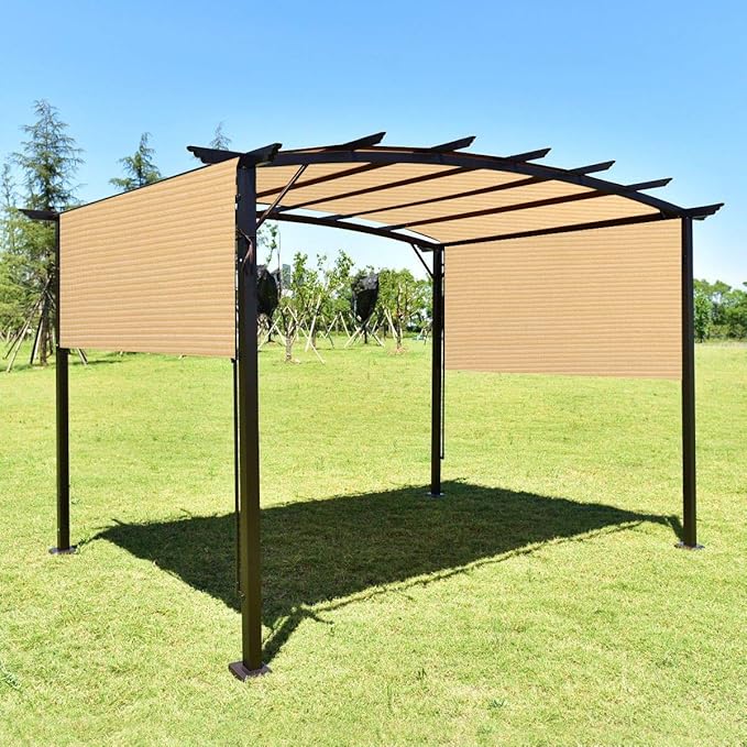 Eden's Decor Straight Flat-Edged Sun Shade Sail Rectangular 13' x 16' Beige UV-Blocking Outdoor Canopy Fabric Cloth Awning for Pergola Patio Garden Backyard Custom Size