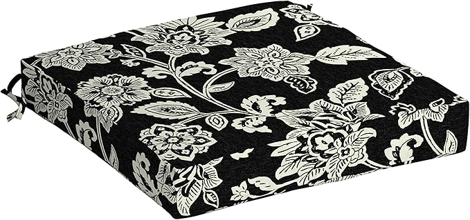 Arden Outdoor Seat Cushion, 19 x 19, Rain-Proof, Fade Resistant Ashland Black Jacobean