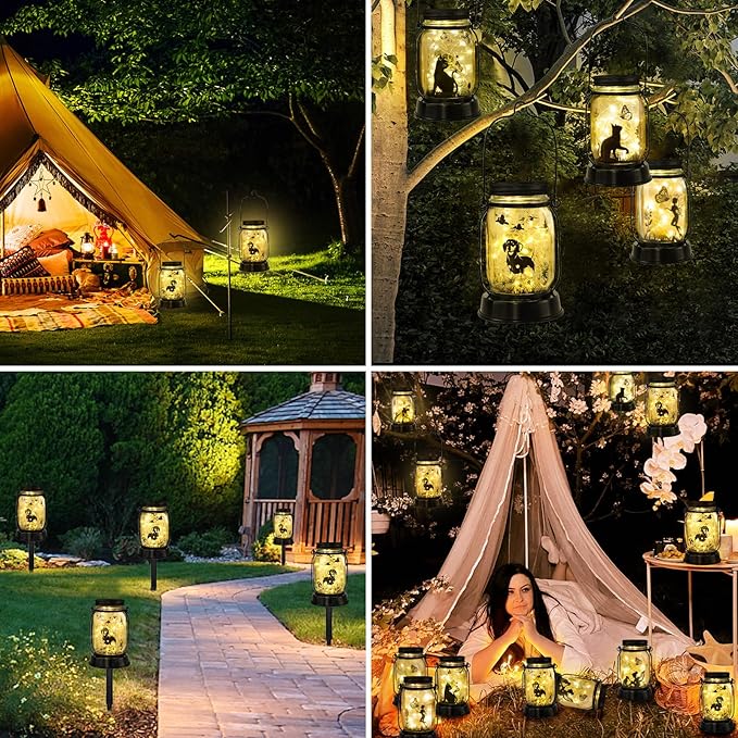 Dachshund Dog Solar Lanterns, Gifts for Women/Men, Weiner Dog Mom Gifts, Unique Birthday Gifts for Dachshund Lover, Garden Decoration Outside for Yard, Patio,Backyard,Porch