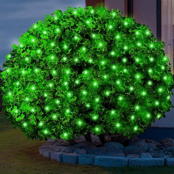 6Ftx4Ft LED Christmas Net Lights Green Wire,Connectable UL Certified Waterptoof Net Lights for Bushes Trees Shurb Garden Outdoor Christmas Decorations